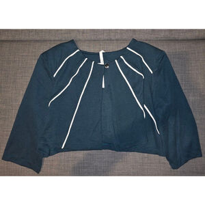 Women's NY Collection Woman Teal White Cropped 3/4 Sleeve Shrug 20W